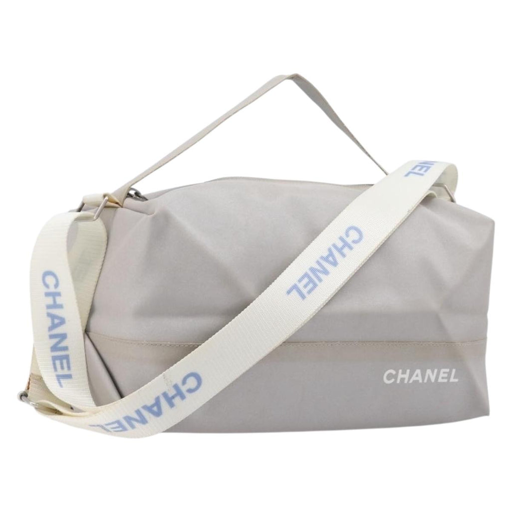 CHANEL Sports Line Shoulder Bag Nylon Gray Silver CC Auth bs37611