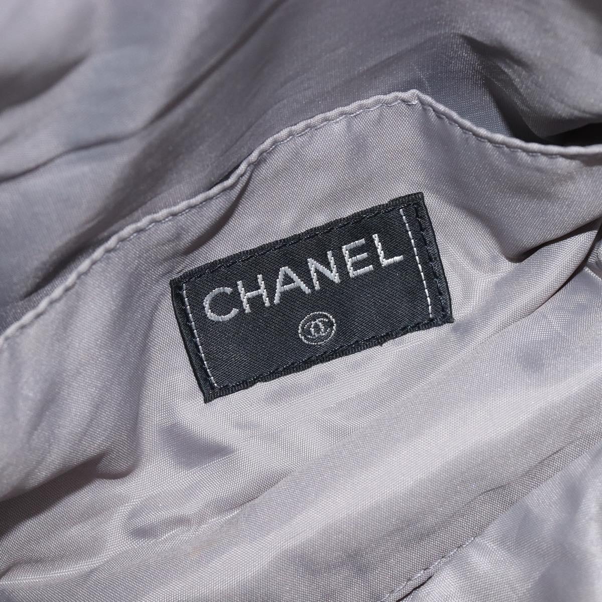 CHANEL Sports Line Shoulder Bag Nylon Gray Silver CC Auth bs37611