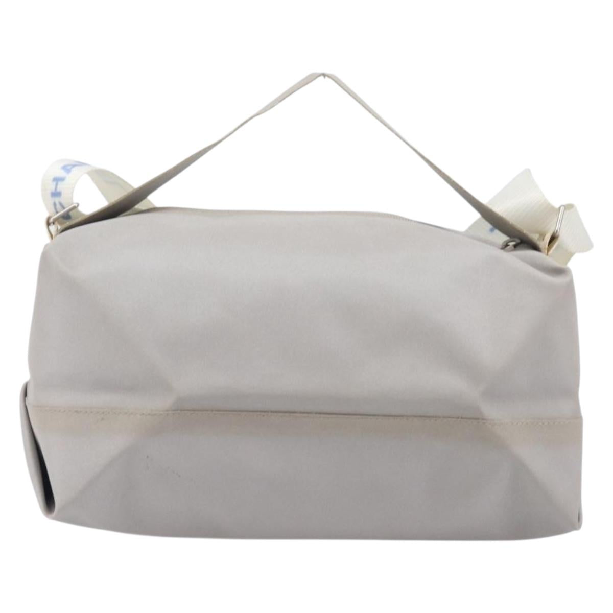CHANEL Sports Line Shoulder Bag Nylon Gray Silver CC Auth bs37611