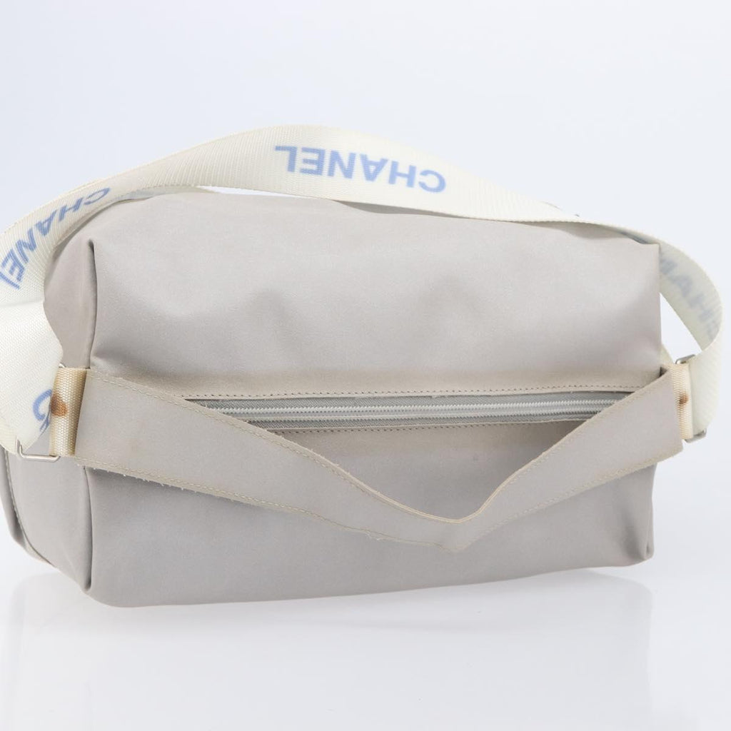 CHANEL Sports Line Shoulder Bag Nylon Gray Silver CC Auth bs37611