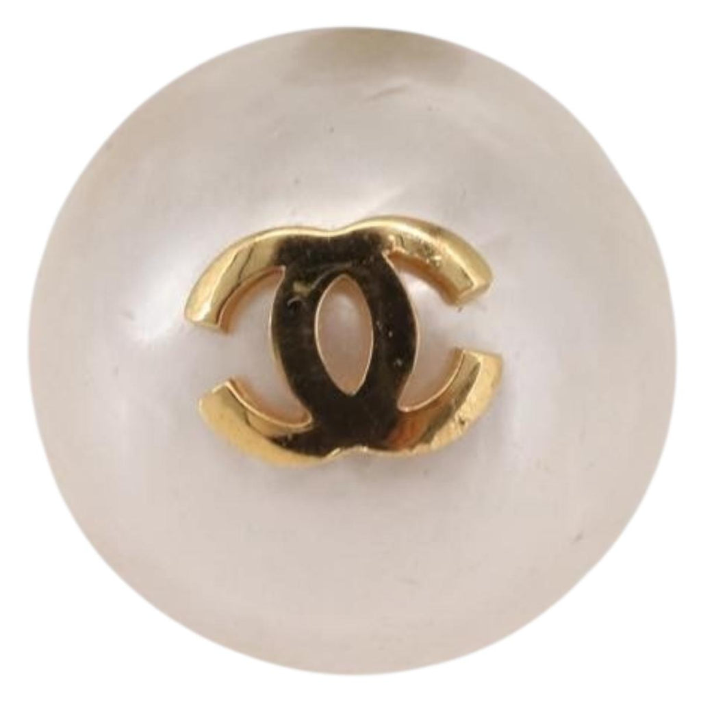 CHANEL Pearl Earring metal Gold CC Auth bs37619