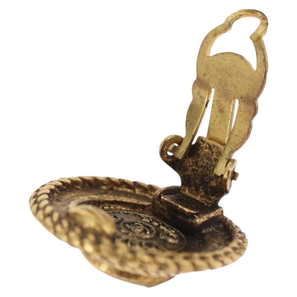 CHANEL Earring metal Gold Tone CC Auth bs37624