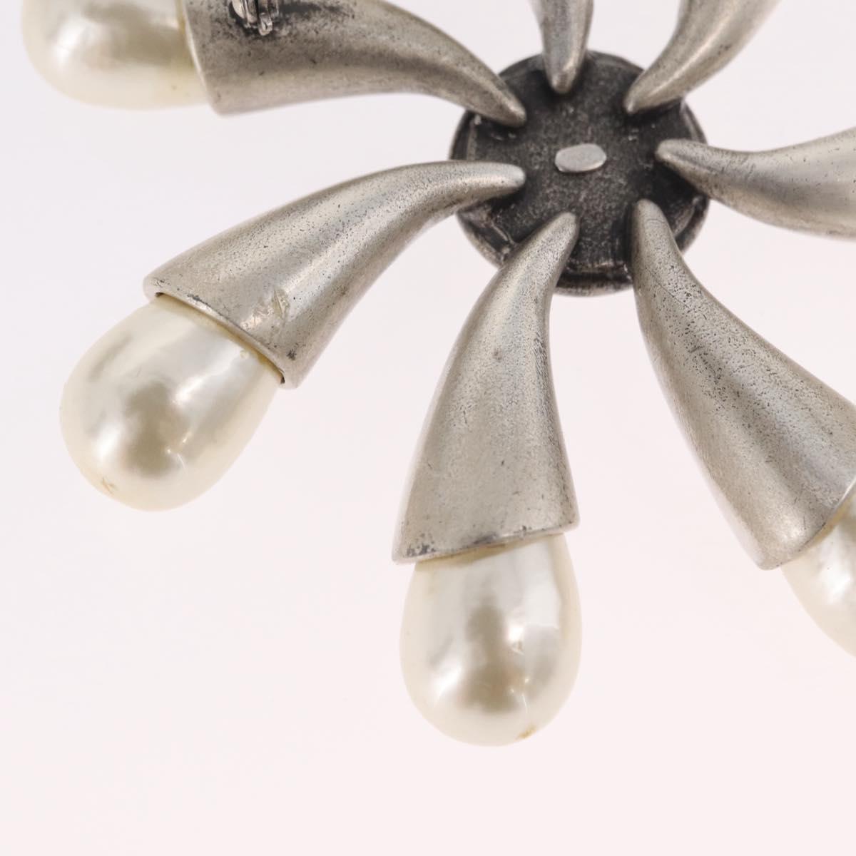 CHANEL Brooch metal Silver CC Auth bs37630V