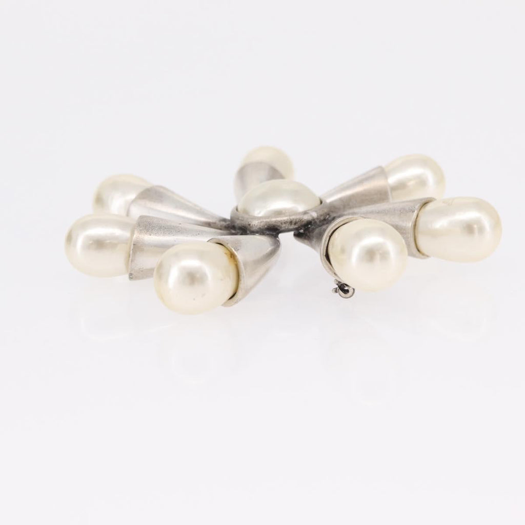 CHANEL Brooch metal Silver CC Auth bs37630V