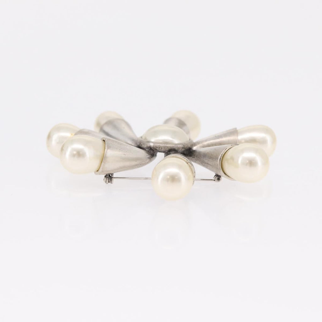 CHANEL Brooch metal Silver CC Auth bs37630V