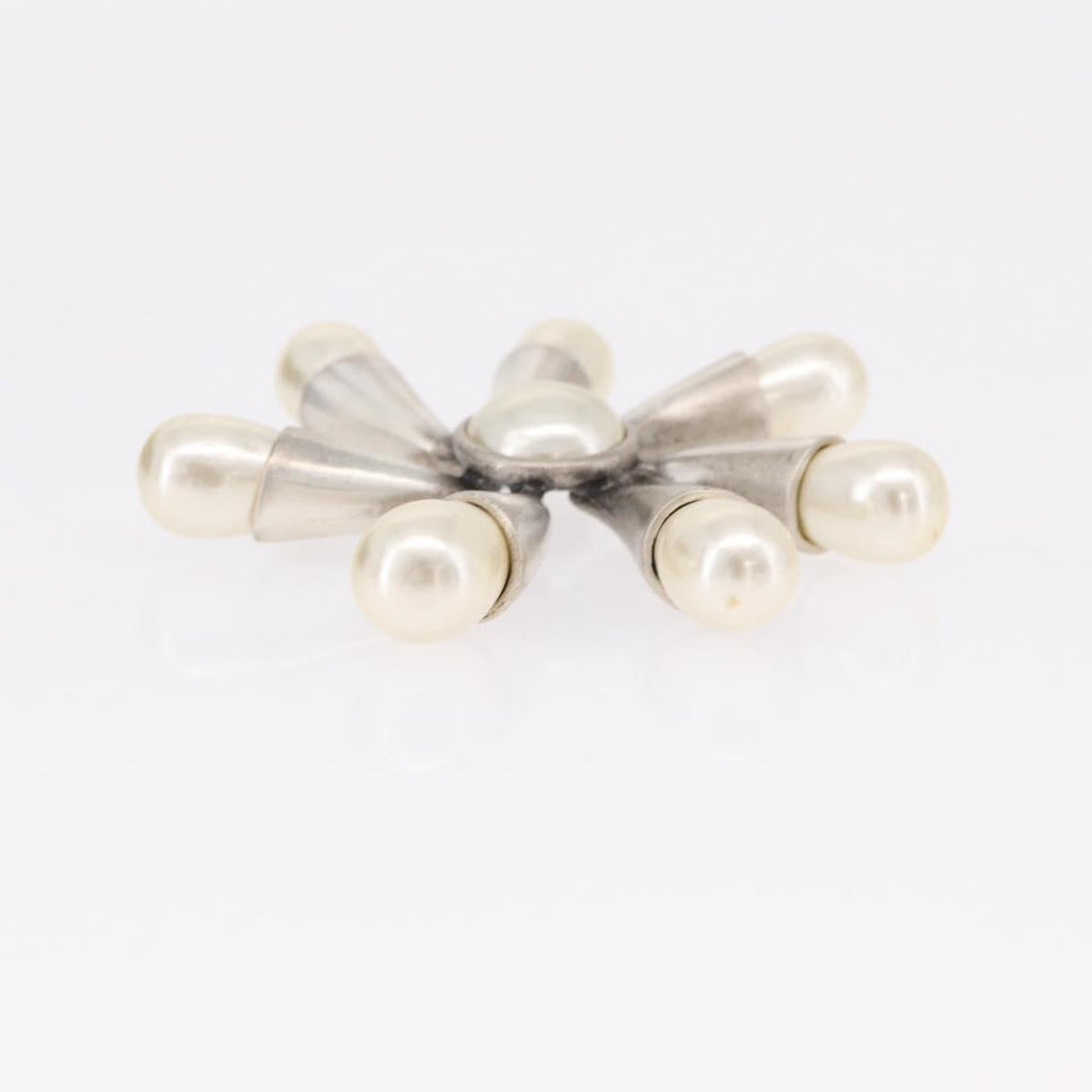 CHANEL Brooch metal Silver CC Auth bs37630V