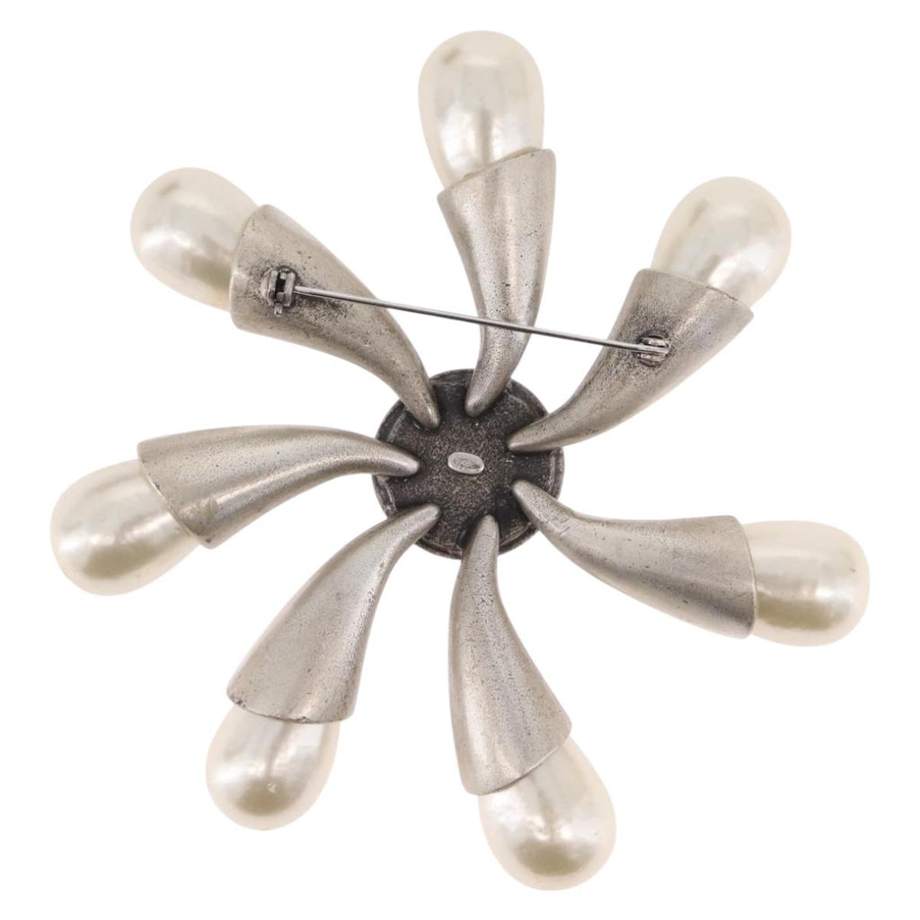 CHANEL Brooch metal Silver CC Auth bs37630V