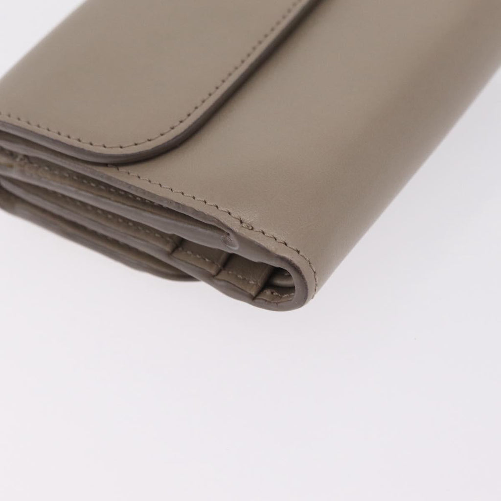 Chloe C Trifold Wallet Leather Beige Gold Tone Auth bs37768A