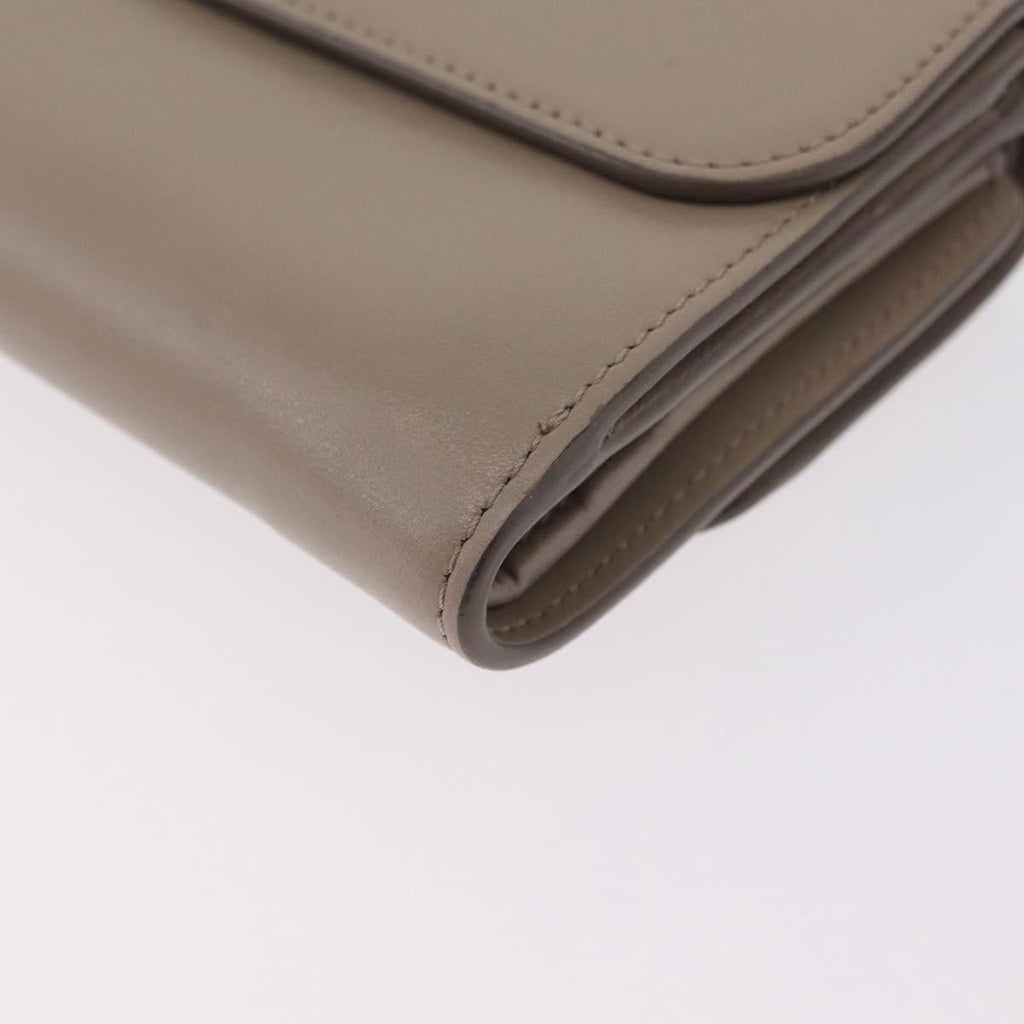 Chloe C Trifold Wallet Leather Beige Gold Tone Auth bs37768A