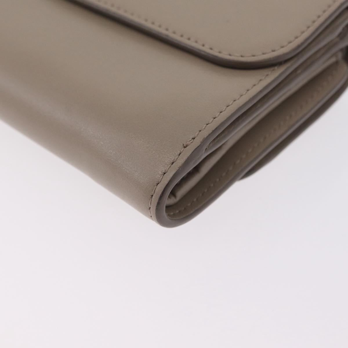 Chloe C Trifold Wallet Leather Beige Gold Tone Auth bs37768A