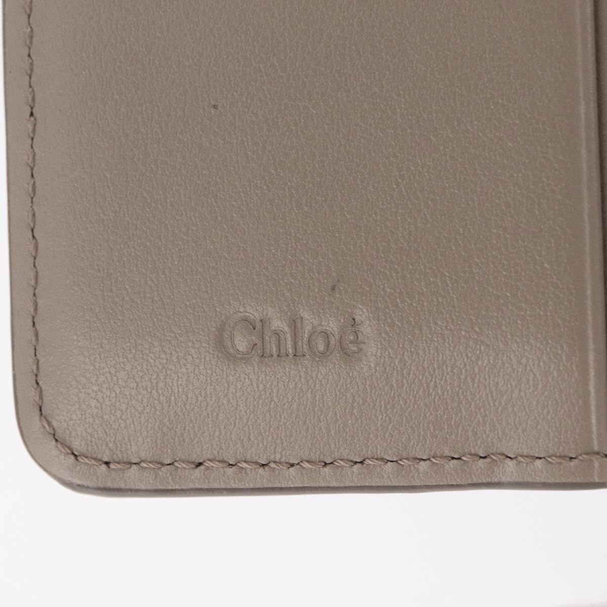 Chloe C Trifold Wallet Leather Beige Gold Tone Auth bs37768A