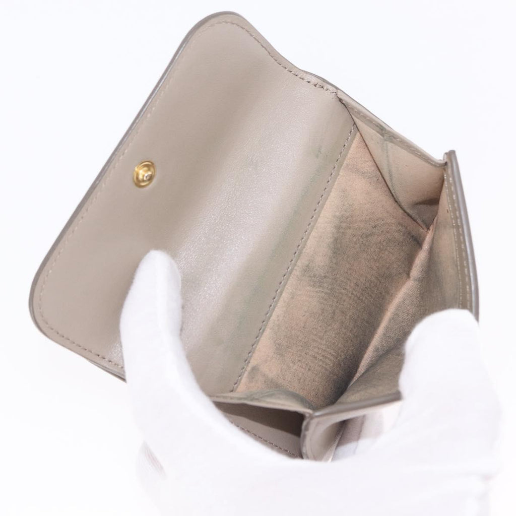 Chloe C Trifold Wallet Leather Beige Gold Tone Auth bs37768A
