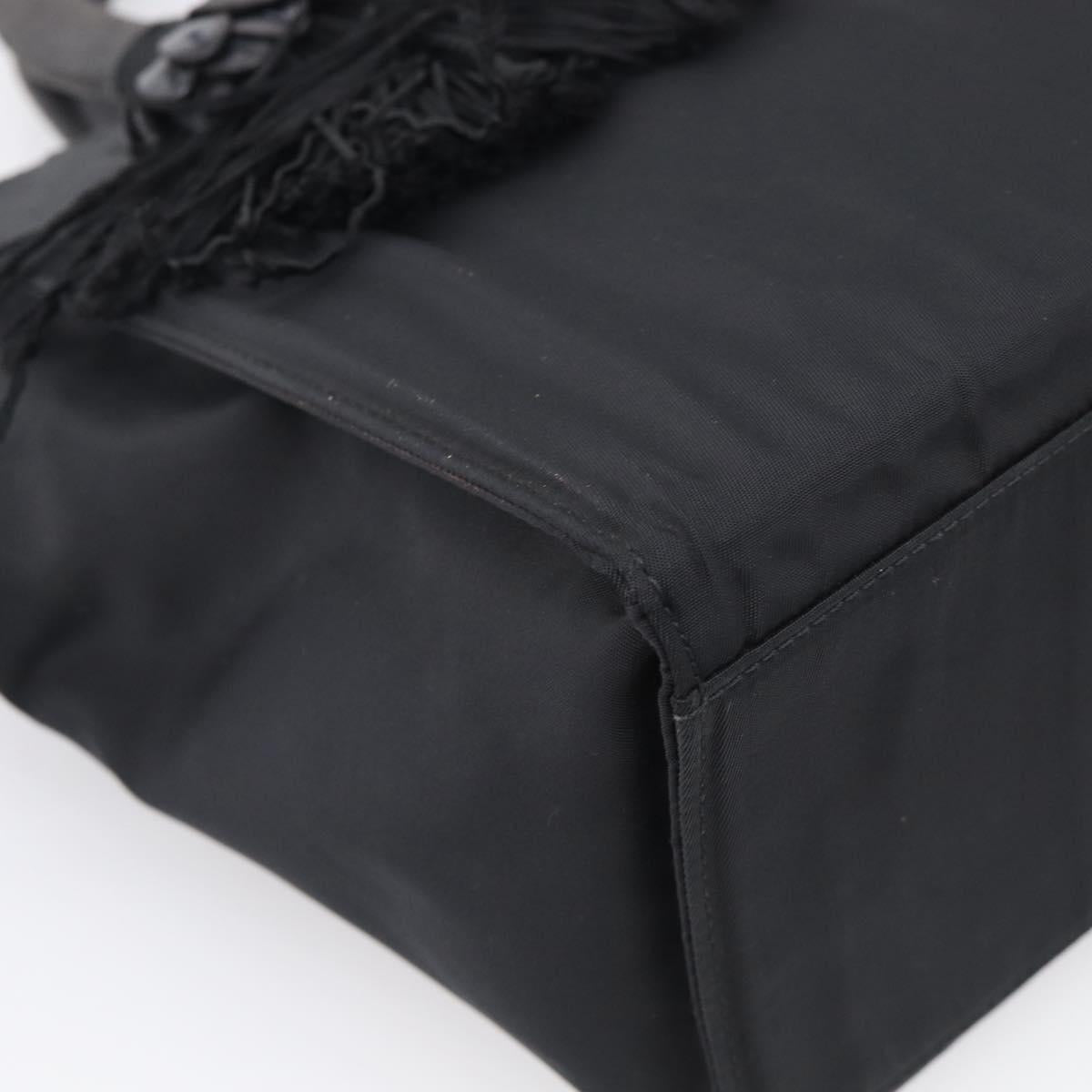 PRADA Hand Bag Nylon Black Silver Auth bs37868