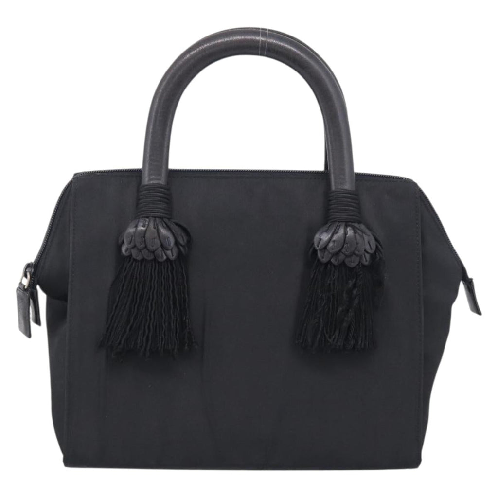 PRADA Hand Bag Nylon Black Silver Auth bs37868
