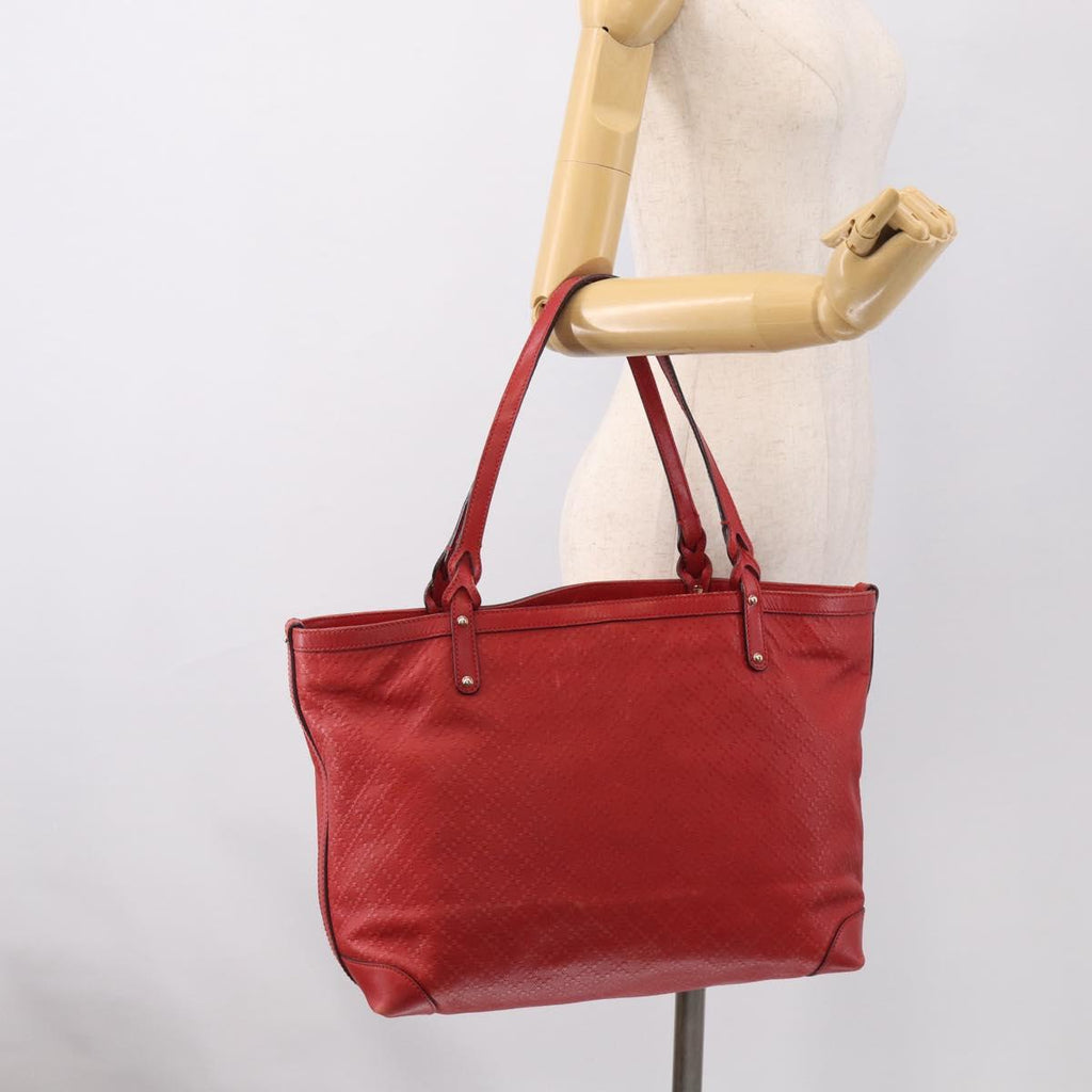 GUCCI Diamante Tote Bag PVC Leather Red Gold Tone 247209 Auth bs37876