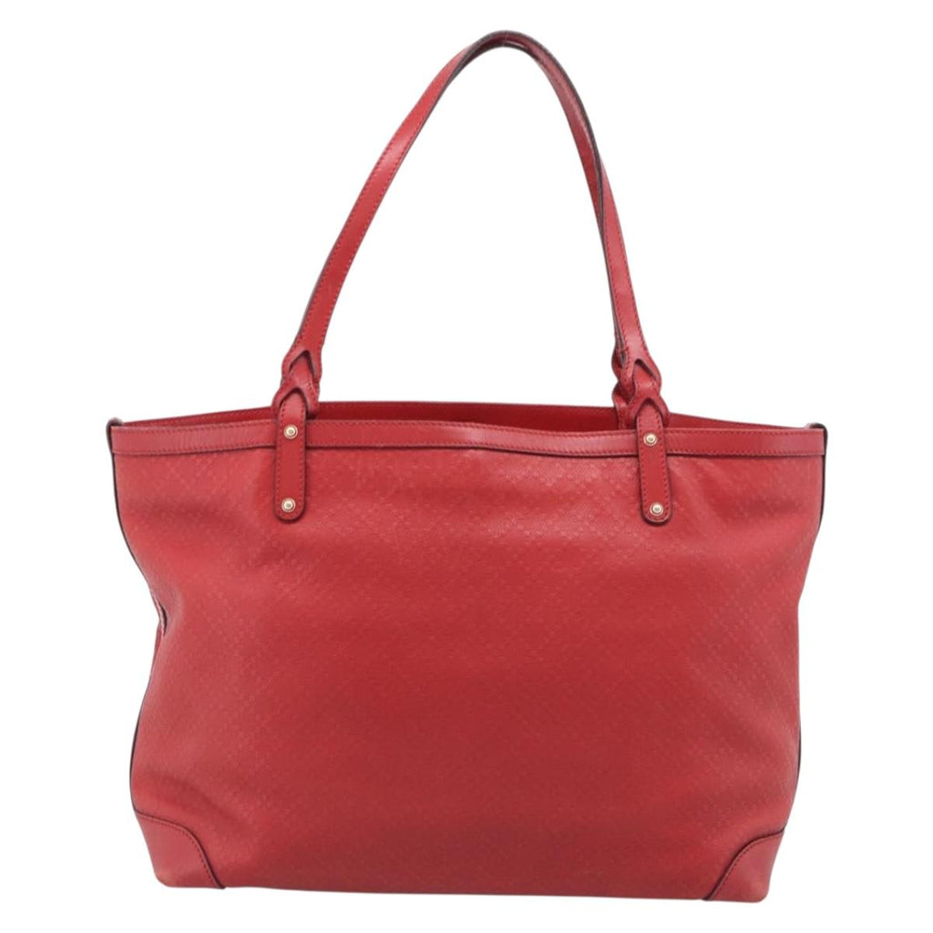 GUCCI Diamante Tote Bag PVC Leather Red Gold Tone 247209 Auth bs37876