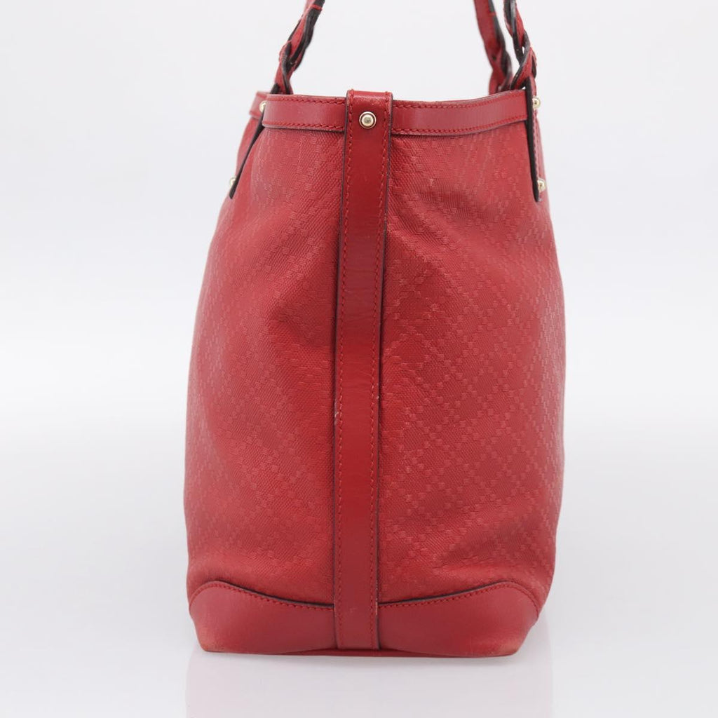 GUCCI Diamante Tote Bag PVC Leather Red Gold Tone 247209 Auth bs37876
