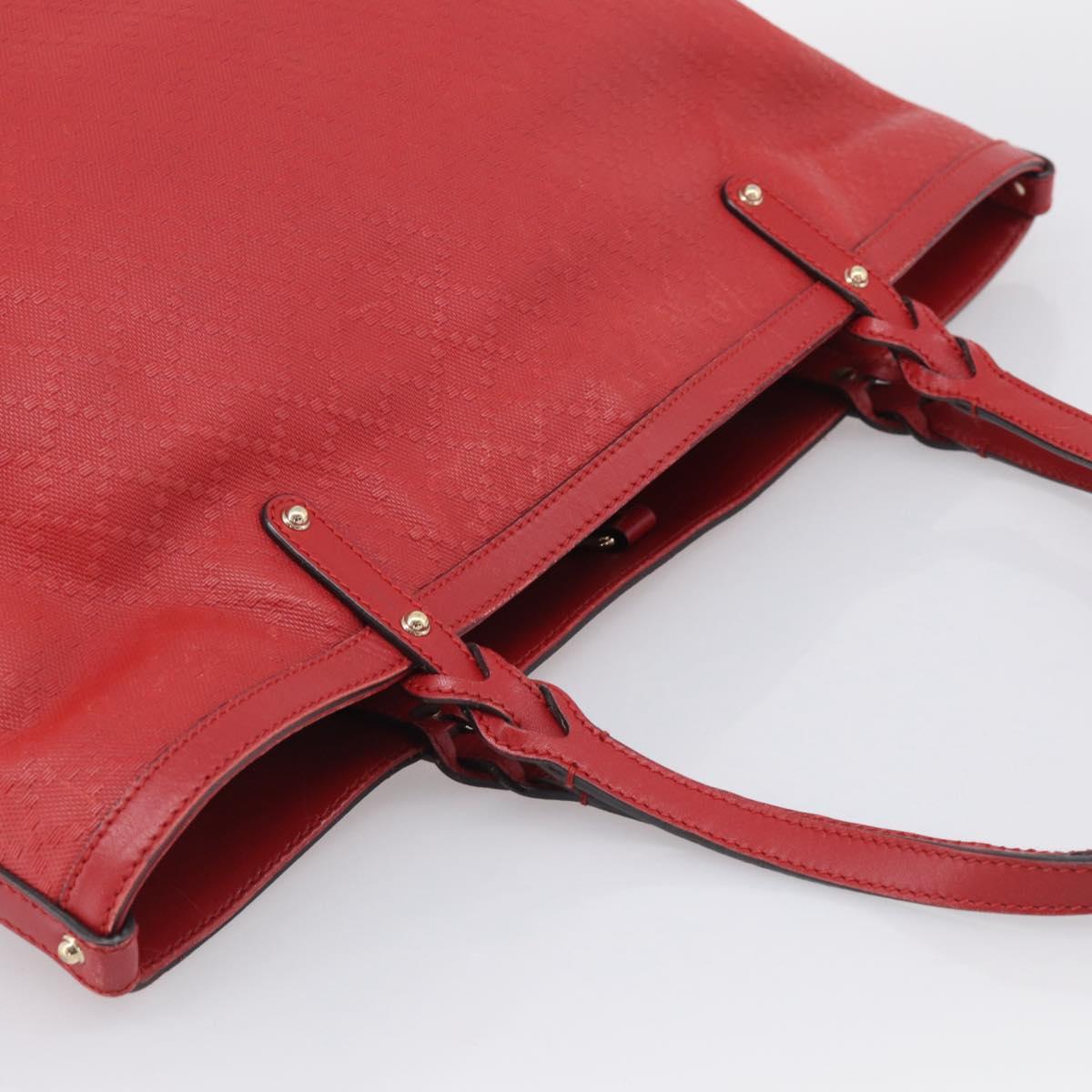 GUCCI Diamante Tote Bag PVC Leather Red Gold Tone 247209 Auth bs37876