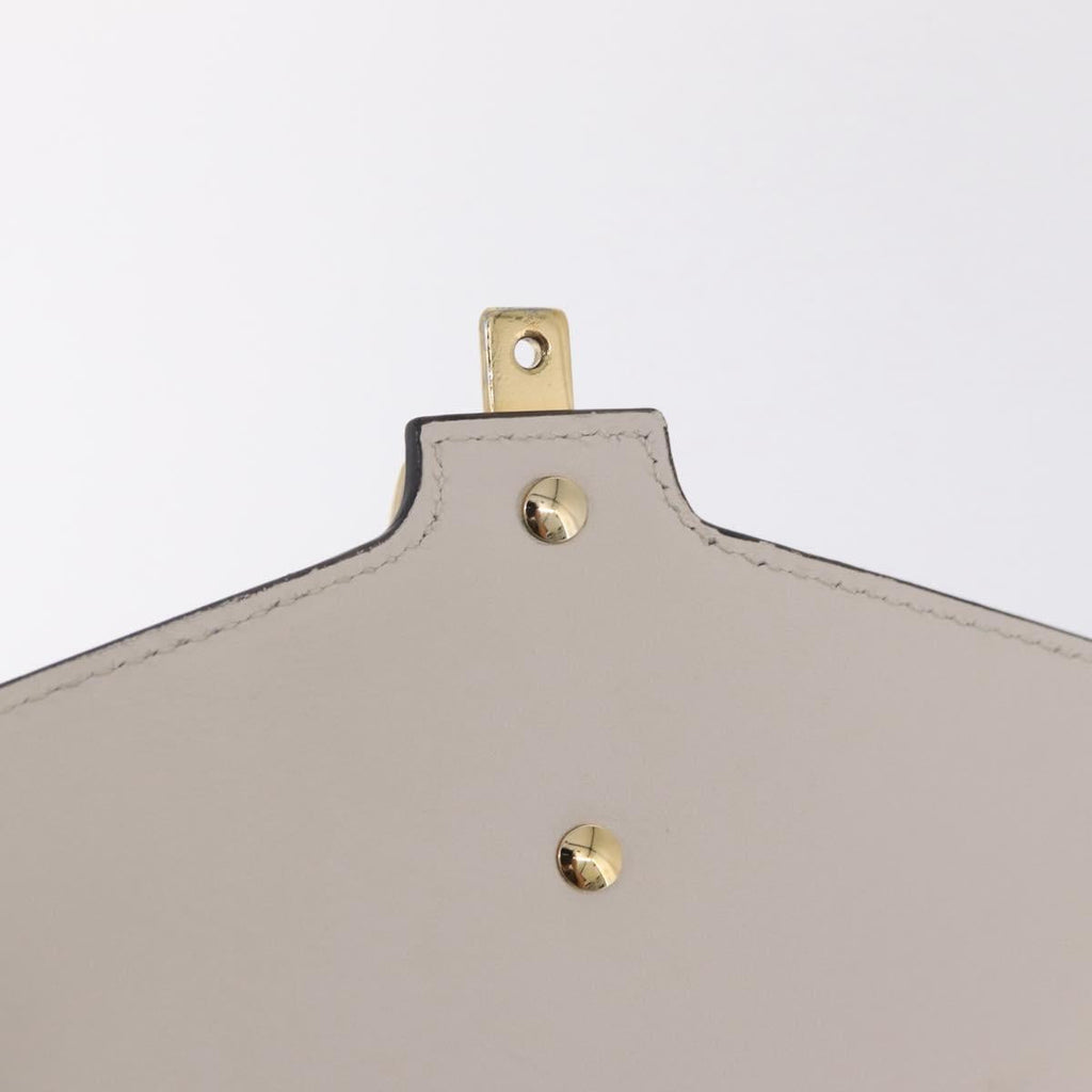 GUCCI Silvi Shoulder Bag Leather White Gold Tone 421882 Auth bs37879A