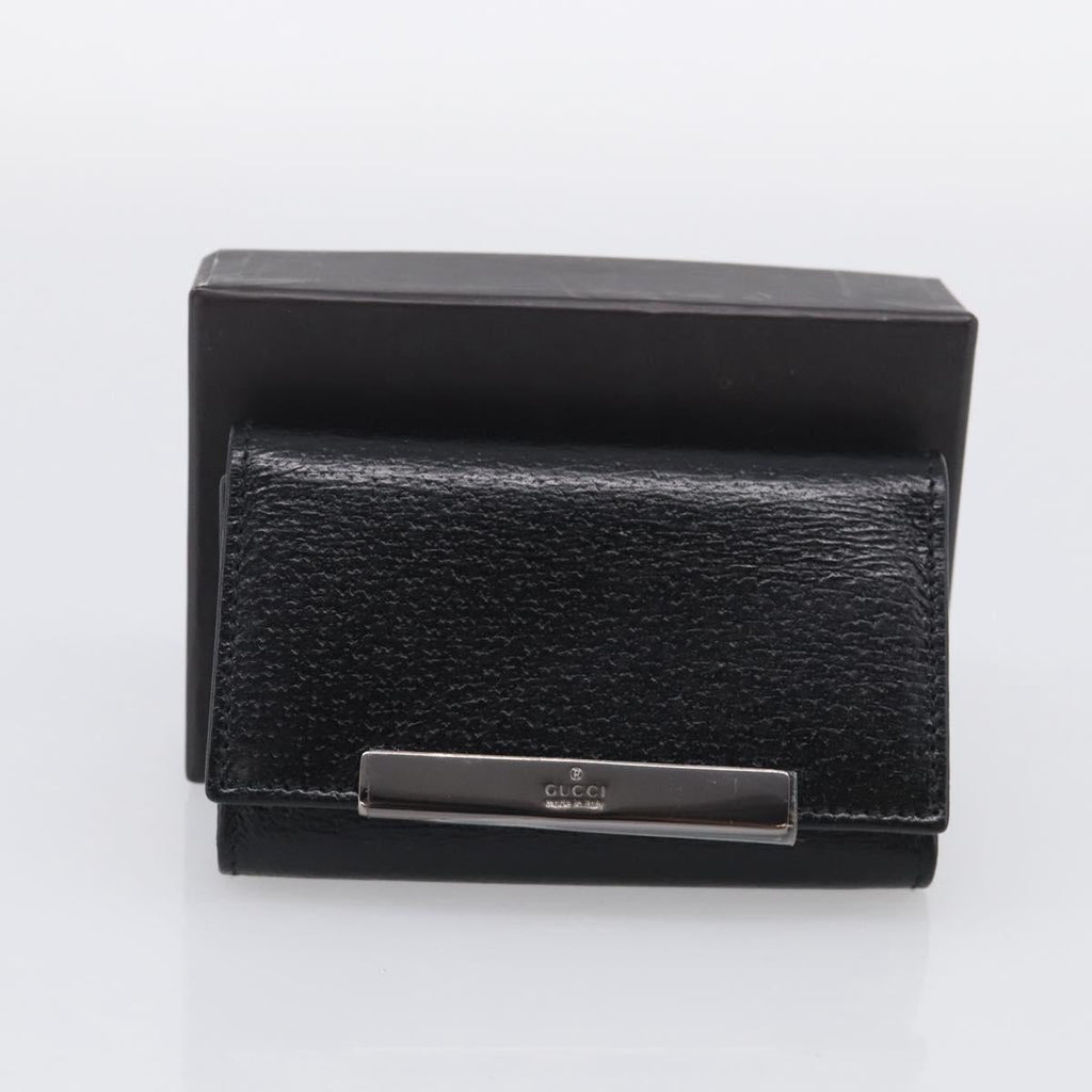 GUCCI Key Case Leather Black Silver 033 0959 Auth bs37882