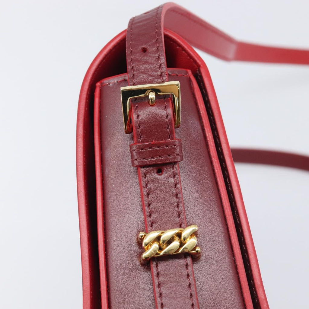 BURBERRY Grace Shoulder Bag Leather Red Gold Tone Auth bs37892A