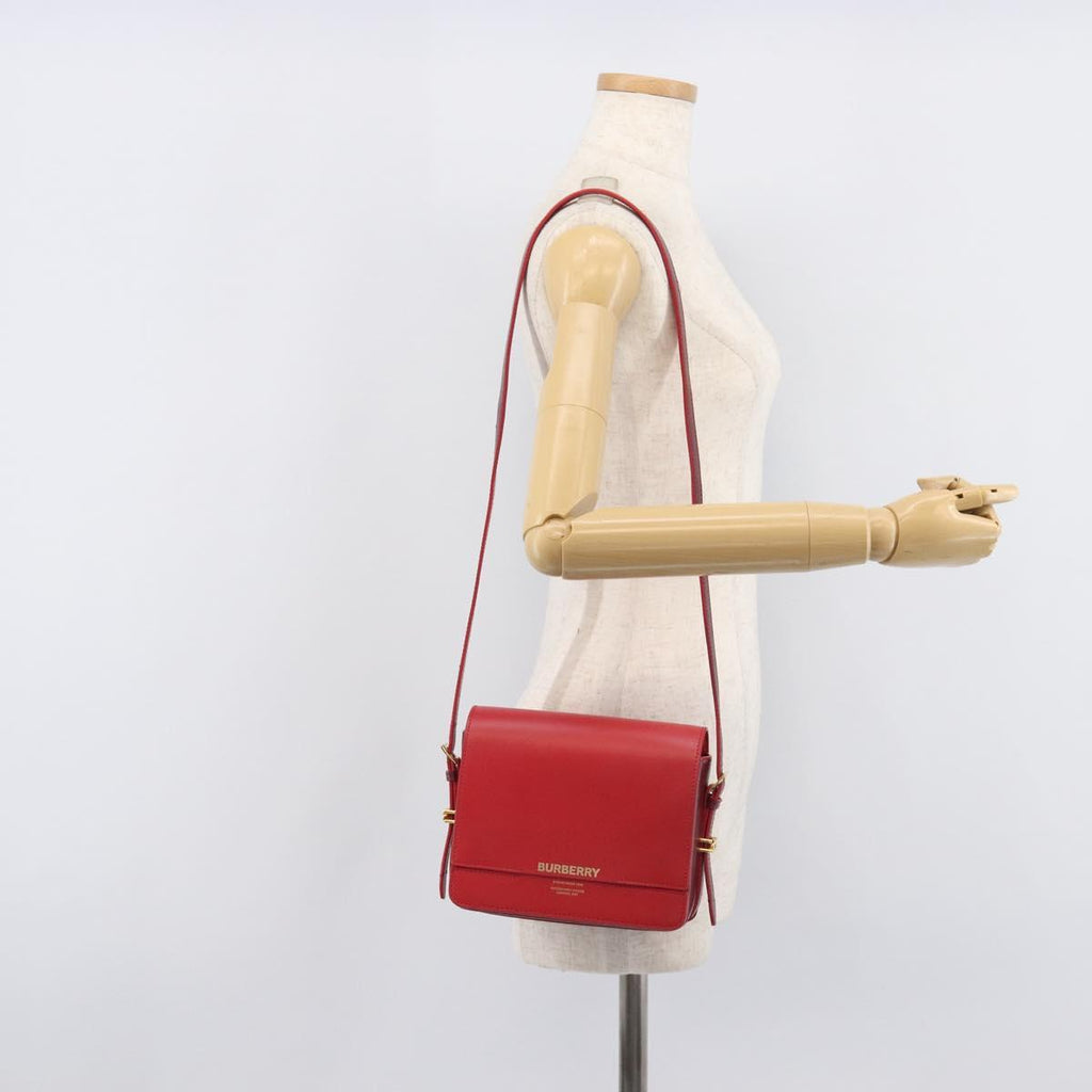 BURBERRY Grace Shoulder Bag Leather Red Gold Tone Auth bs37892A