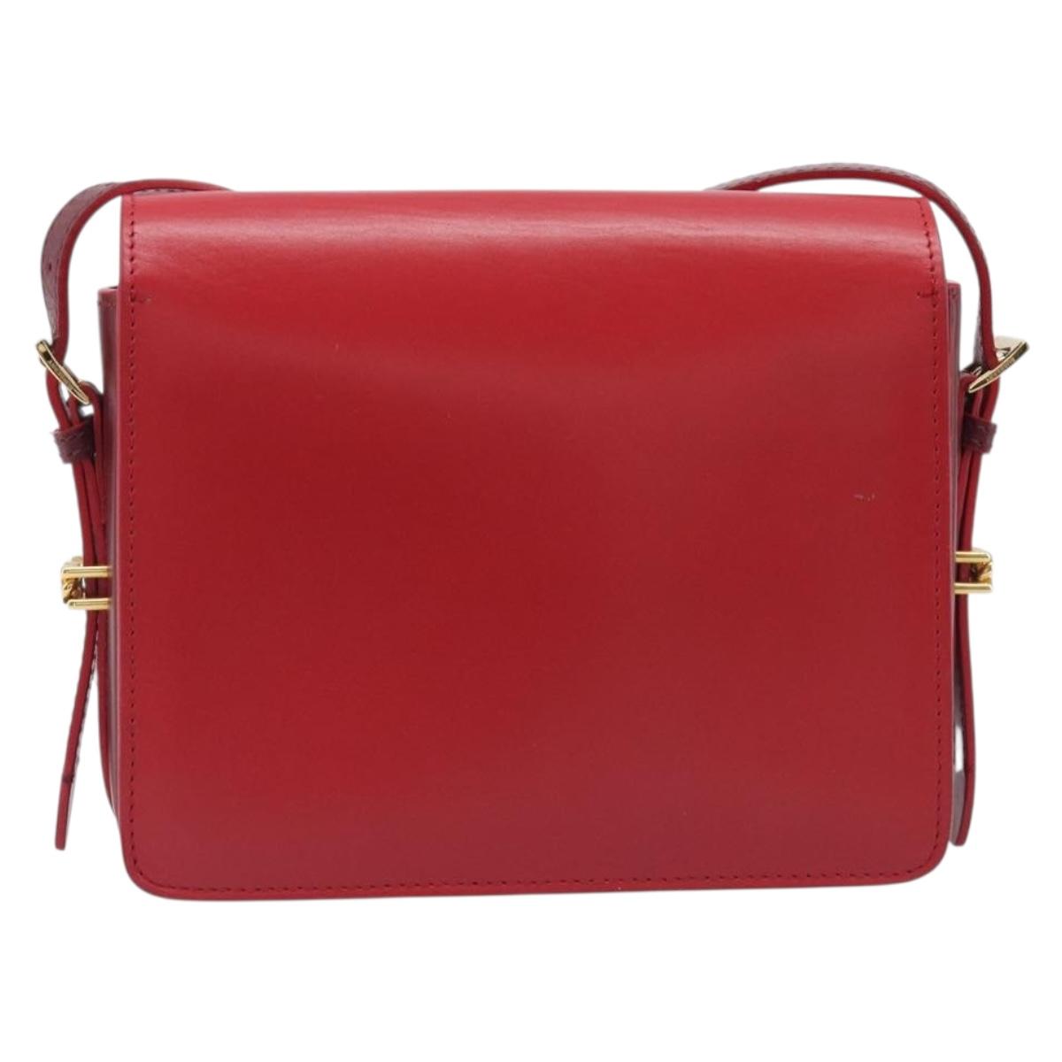 BURBERRY Grace Shoulder Bag Leather Red Gold Tone Auth bs37892A