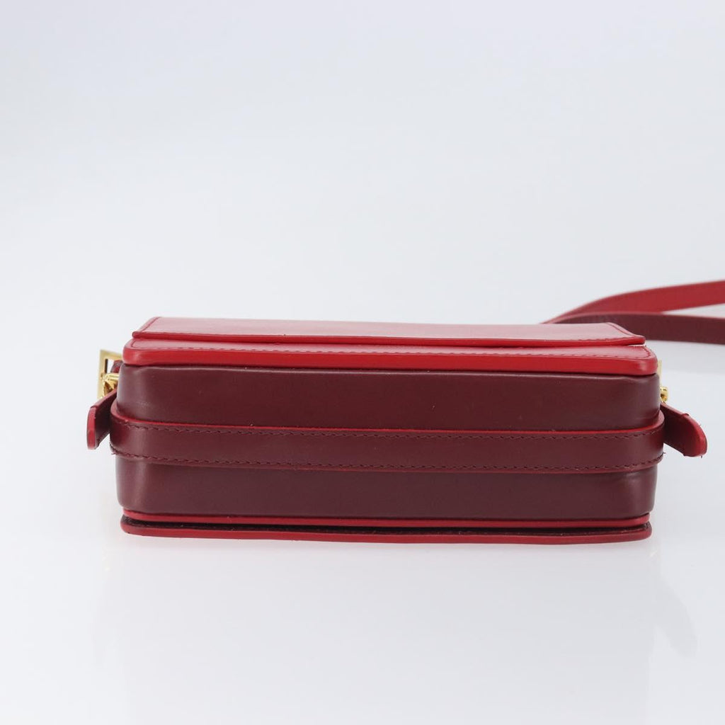 BURBERRY Grace Shoulder Bag Leather Red Gold Tone Auth bs37892A