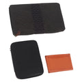 HERMES Coin Purse Wallet Canvas 3 Set Black Orange Auth bs37906