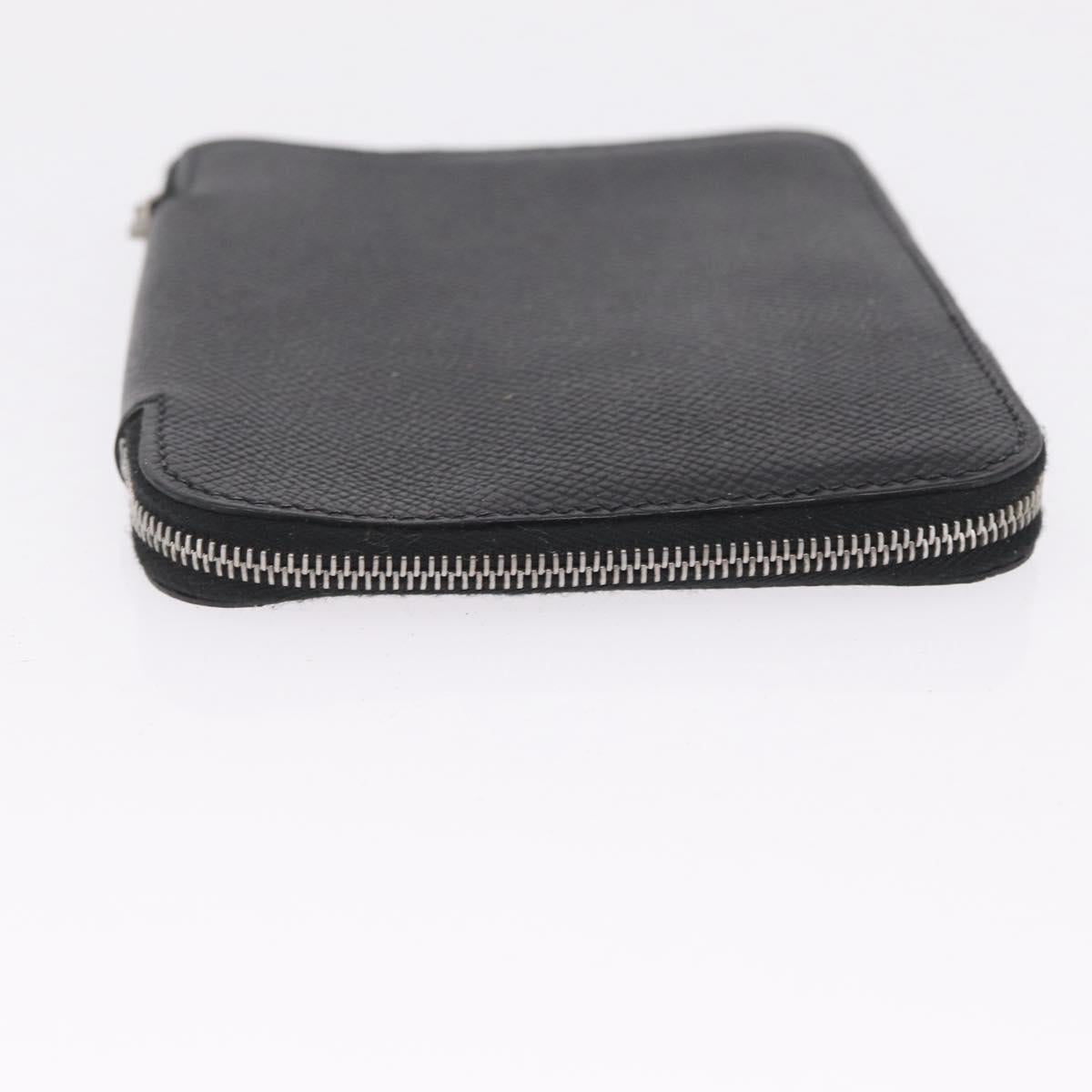 HERMES Coin Purse Wallet Canvas 3 Set Black Orange Auth bs37906