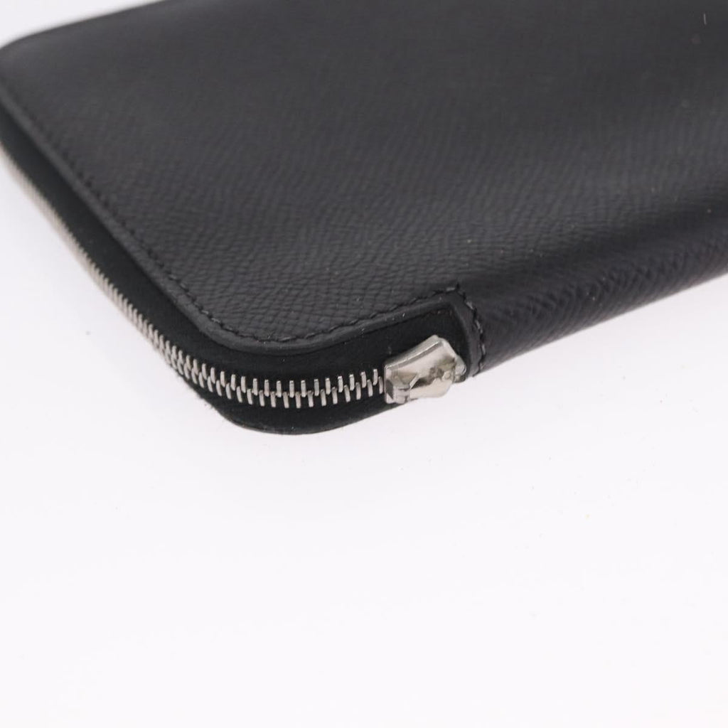 HERMES Coin Purse Wallet Canvas 3 Set Black Orange Auth bs37906