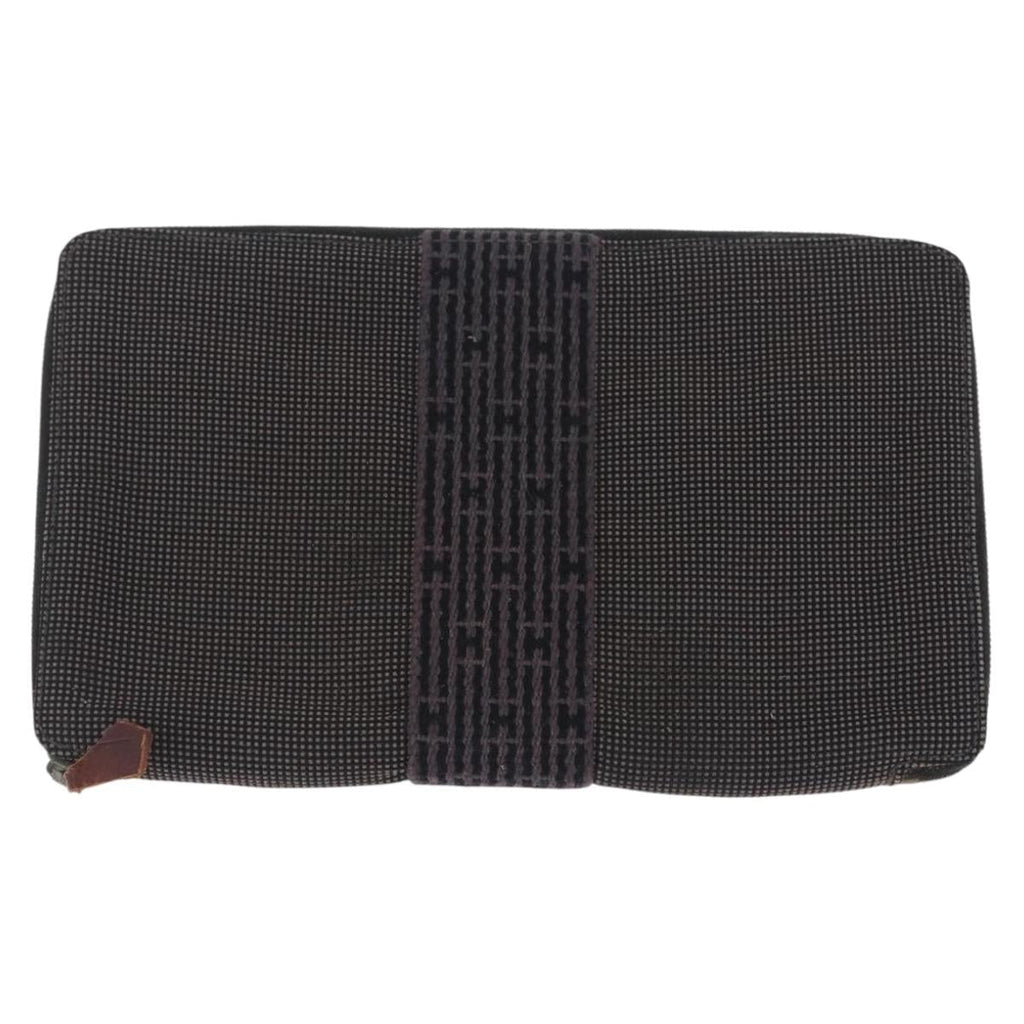 HERMES Coin Purse Wallet Canvas 3 Set Black Orange Auth bs37906