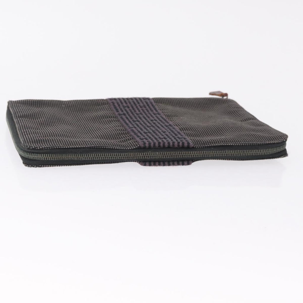 HERMES Coin Purse Wallet Canvas 3 Set Black Orange Auth bs37906