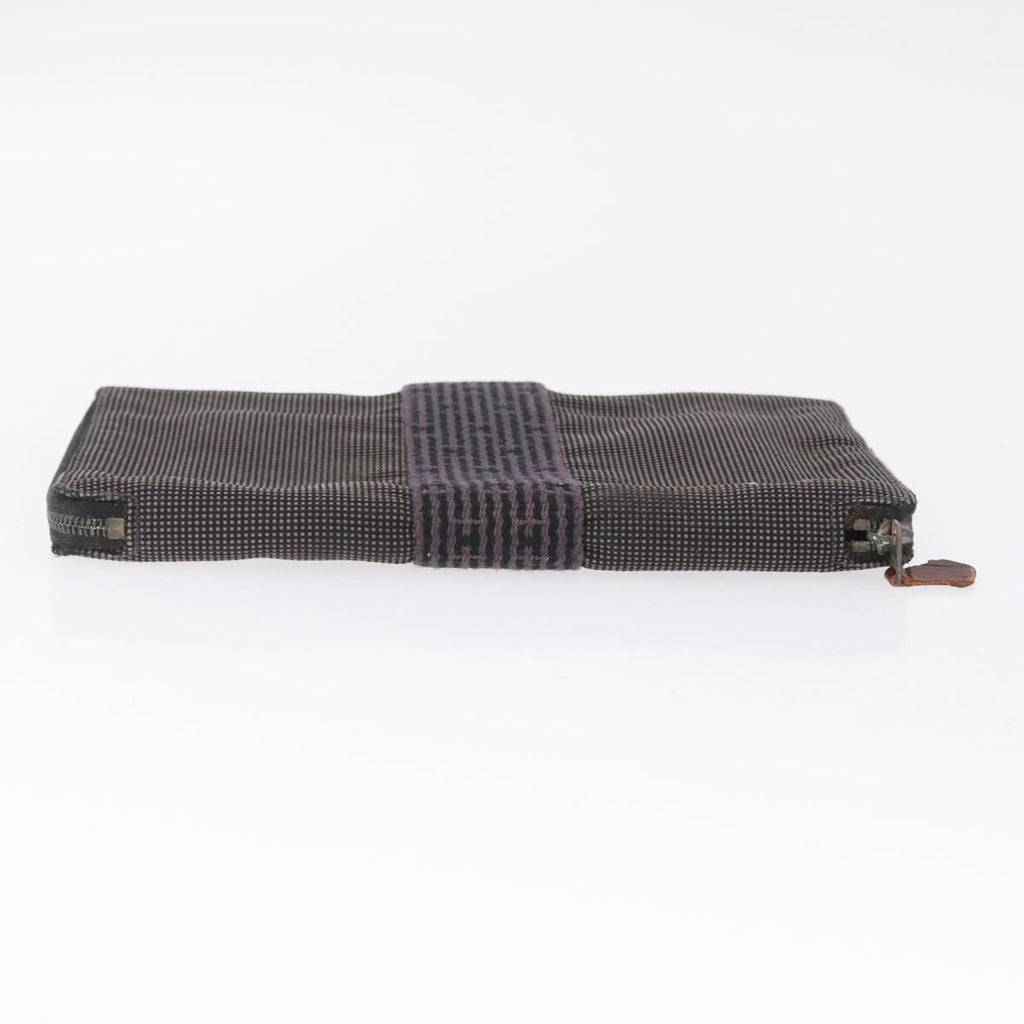 HERMES Coin Purse Wallet Canvas 3 Set Black Orange Auth bs37906