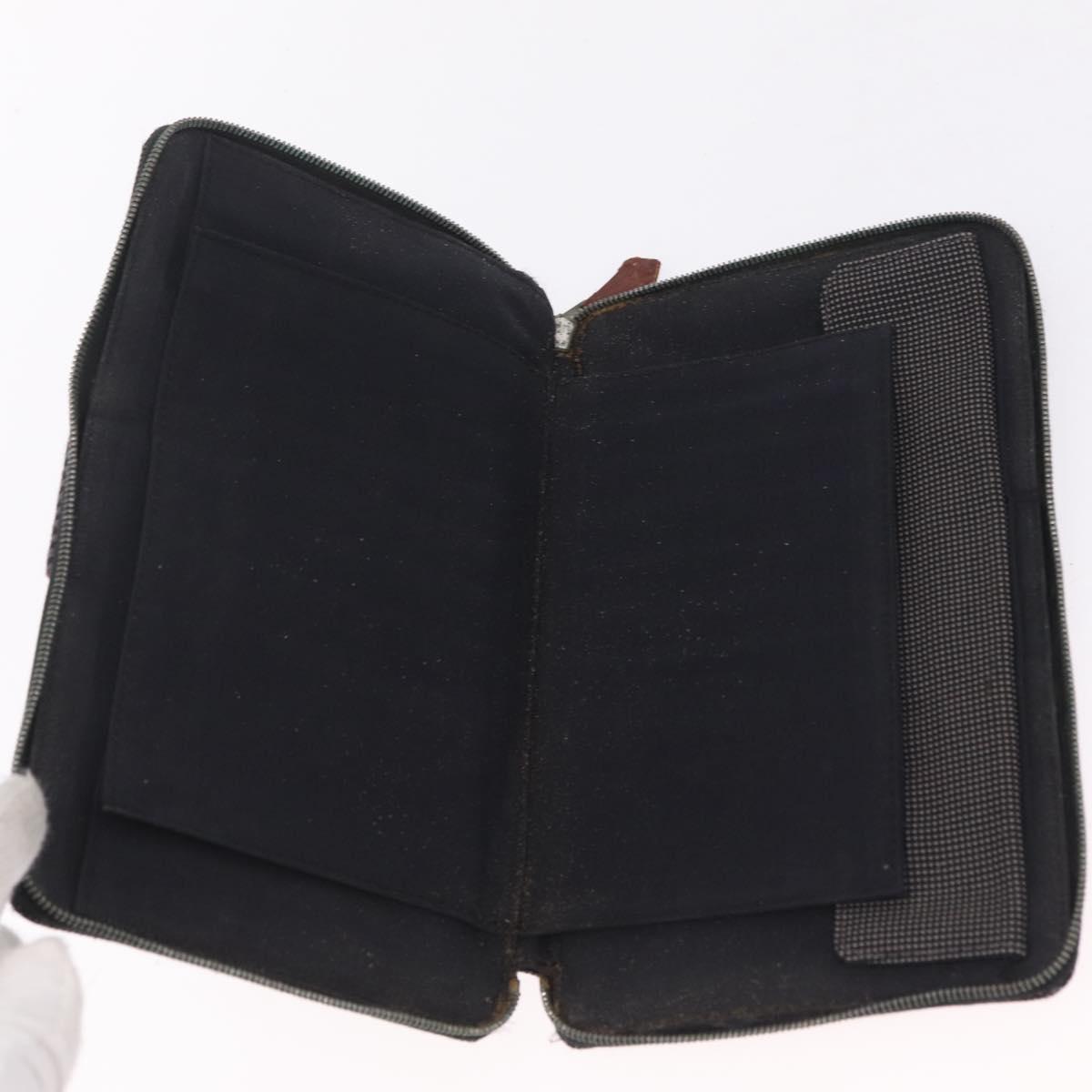 HERMES Coin Purse Wallet Canvas 3 Set Black Orange Auth bs37906