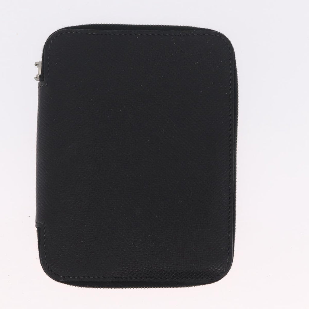 HERMES Coin Purse Wallet Canvas 3 Set Black Orange Auth bs37906