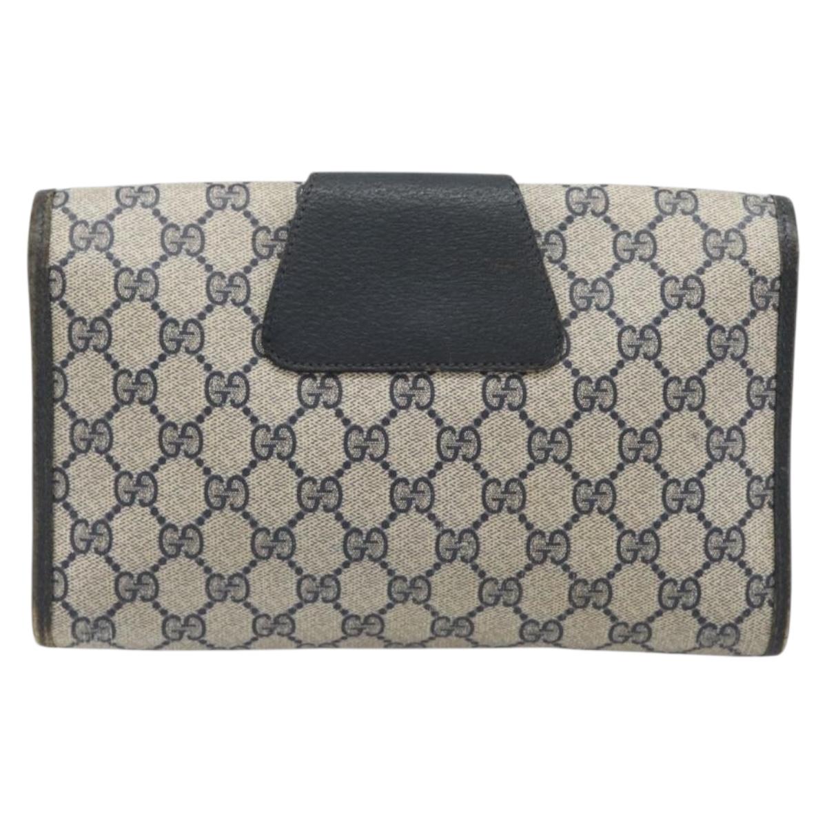 GUCCI GG Supreme Sherry Line Clutch Bag PVC Navy Gold 89 01 030 Auth ep16293