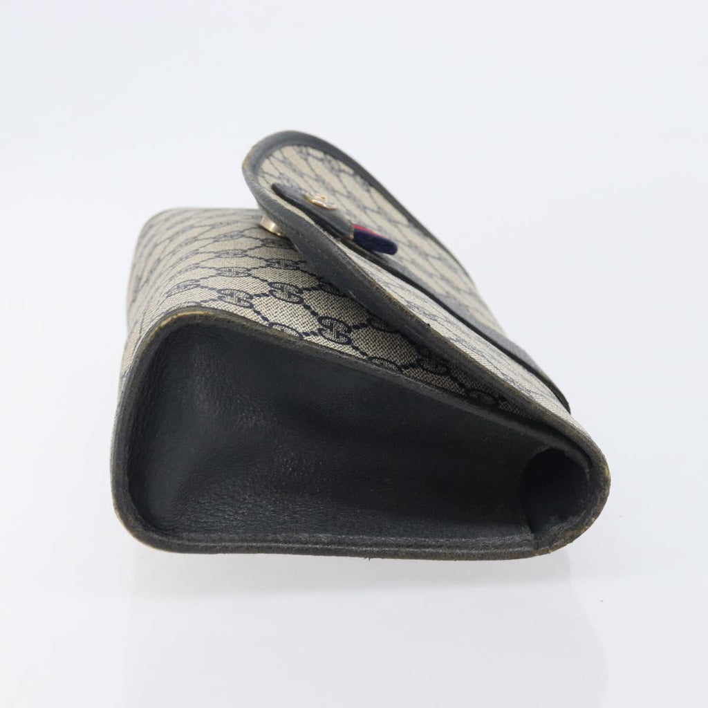 GUCCI GG Supreme Sherry Line Clutch Bag PVC Navy Gold 89 01 030 Auth ep16293