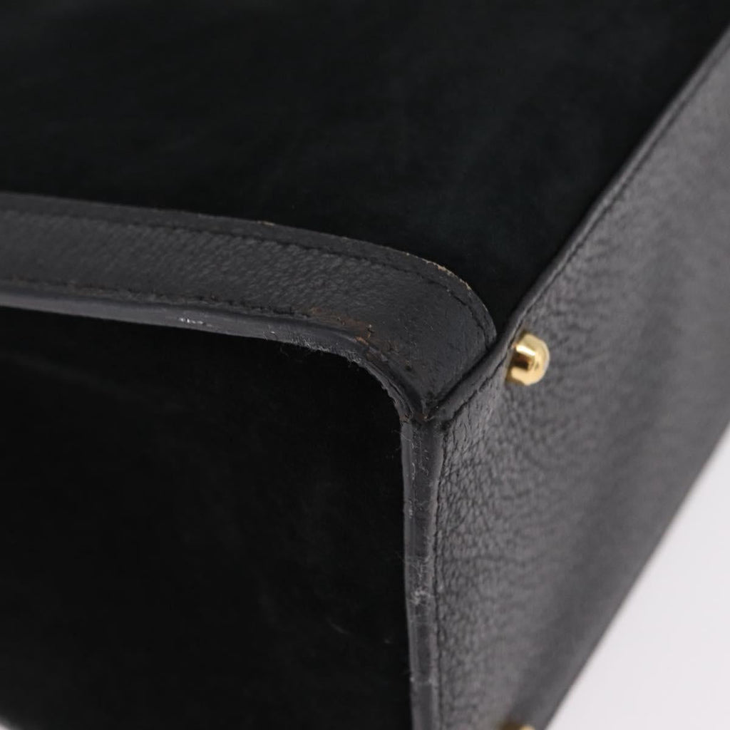 GUCCI Bamboo Hand Bag Suede Black Gold 002 123 0260 Auth ep16341