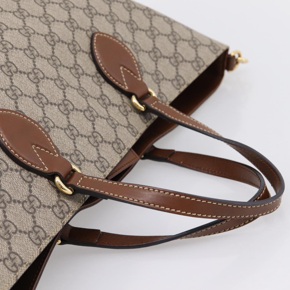 GUCCI GG Supreme Hand Bag PVC 2way Beige Gold Tone 453705 Auth ep16574M