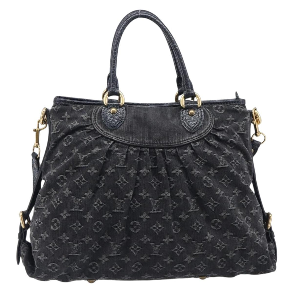 LOUIS VUITTON Monogram Denim Neo Cabby MM Hand Bag Black M95351 LV Auth ep16576A