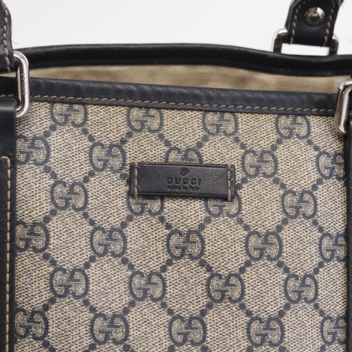 GUCCI GG Supreme Tote Bag PVC Navy Silver 223668 Auth ep16593A