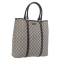 GUCCI GG Supreme Tote Bag PVC Navy Silver 223668 Auth ep16593A