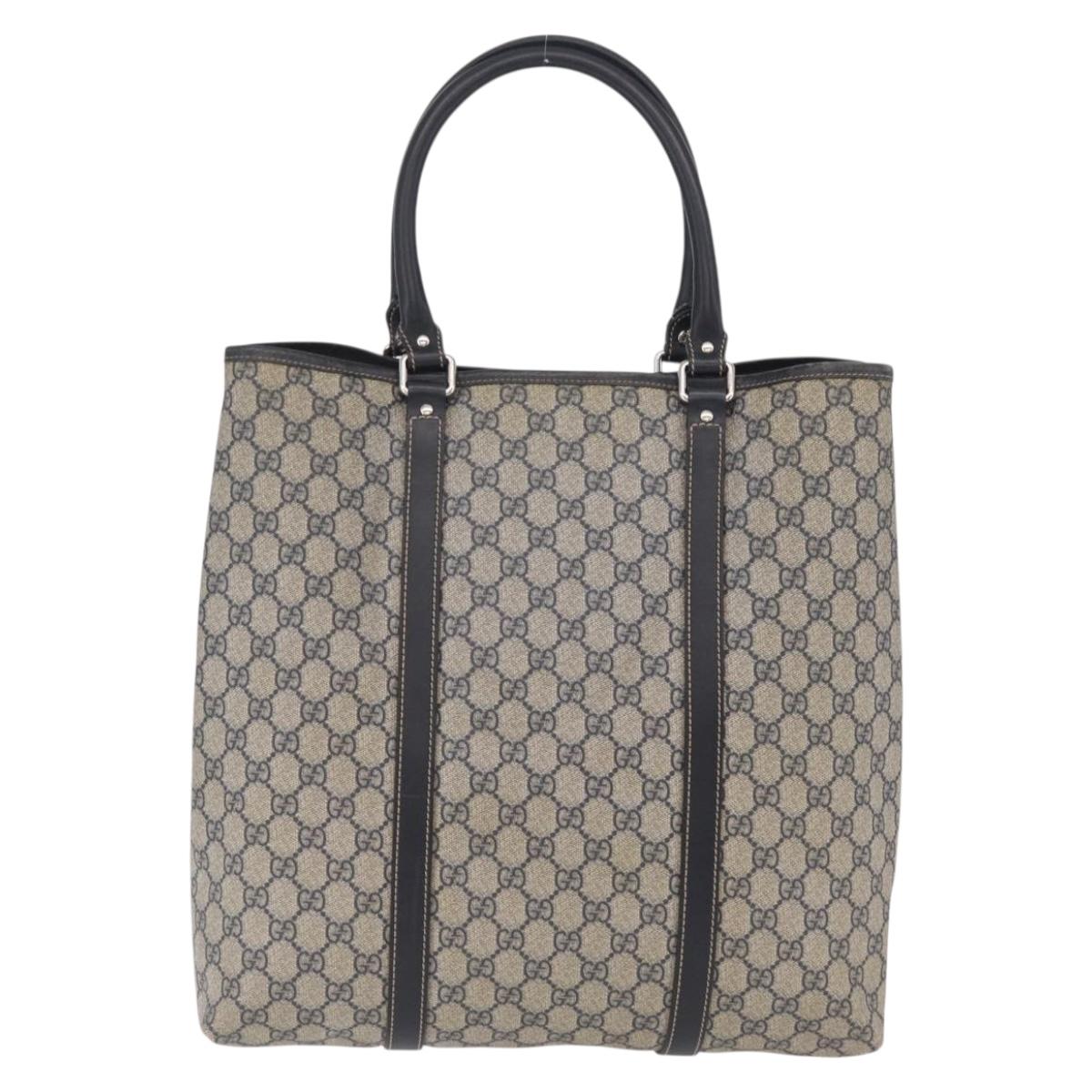 GUCCI GG Supreme Tote Bag PVC Navy Silver 223668 Auth ep16593A