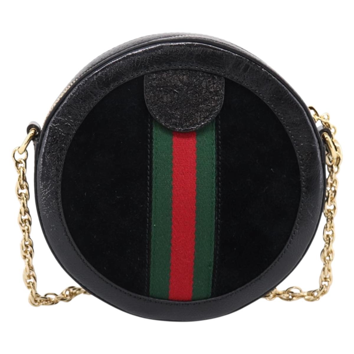 GUCCI Ophdia GG Web Sherry Line Chain Shoulder Bag Suede 550618 Auth ep16605V