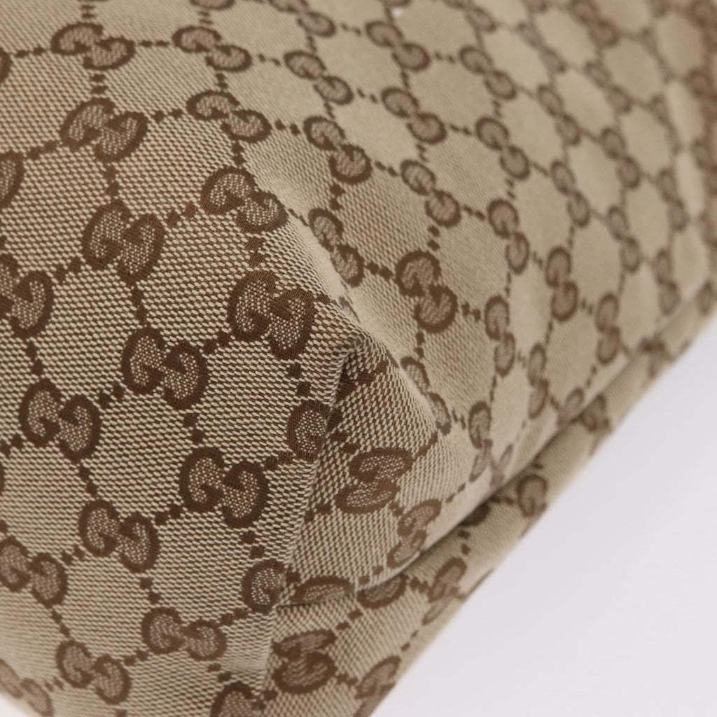 GUCCI GG Canvas Web Sherry Line Shoulder Bag Beige Silver 189751 Auth ep16629V
