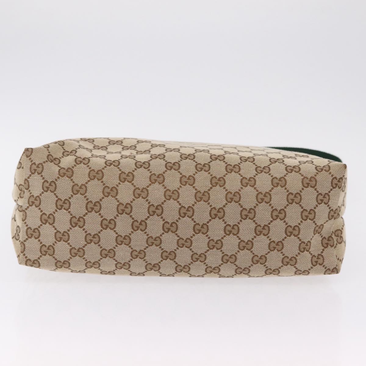 GUCCI GG Canvas Web Sherry Line Shoulder Bag Beige Silver 189751 Auth ep16629V