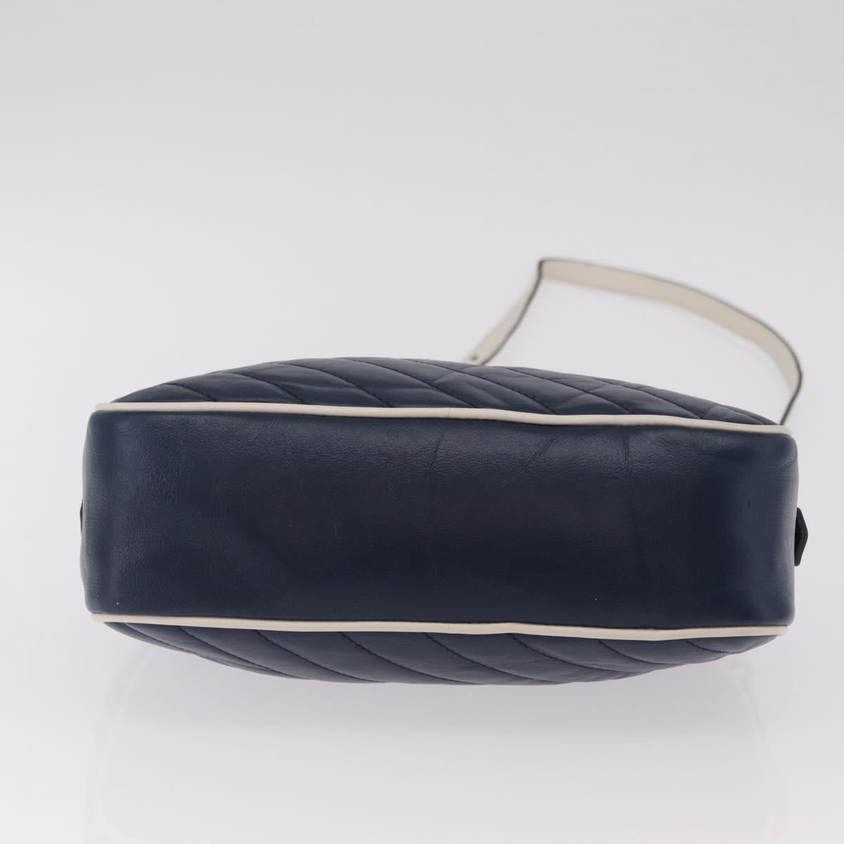 GUCCI GG Marmont Chain Shoulder Bag Leather Navy Silver 447632 Auth ep16640V