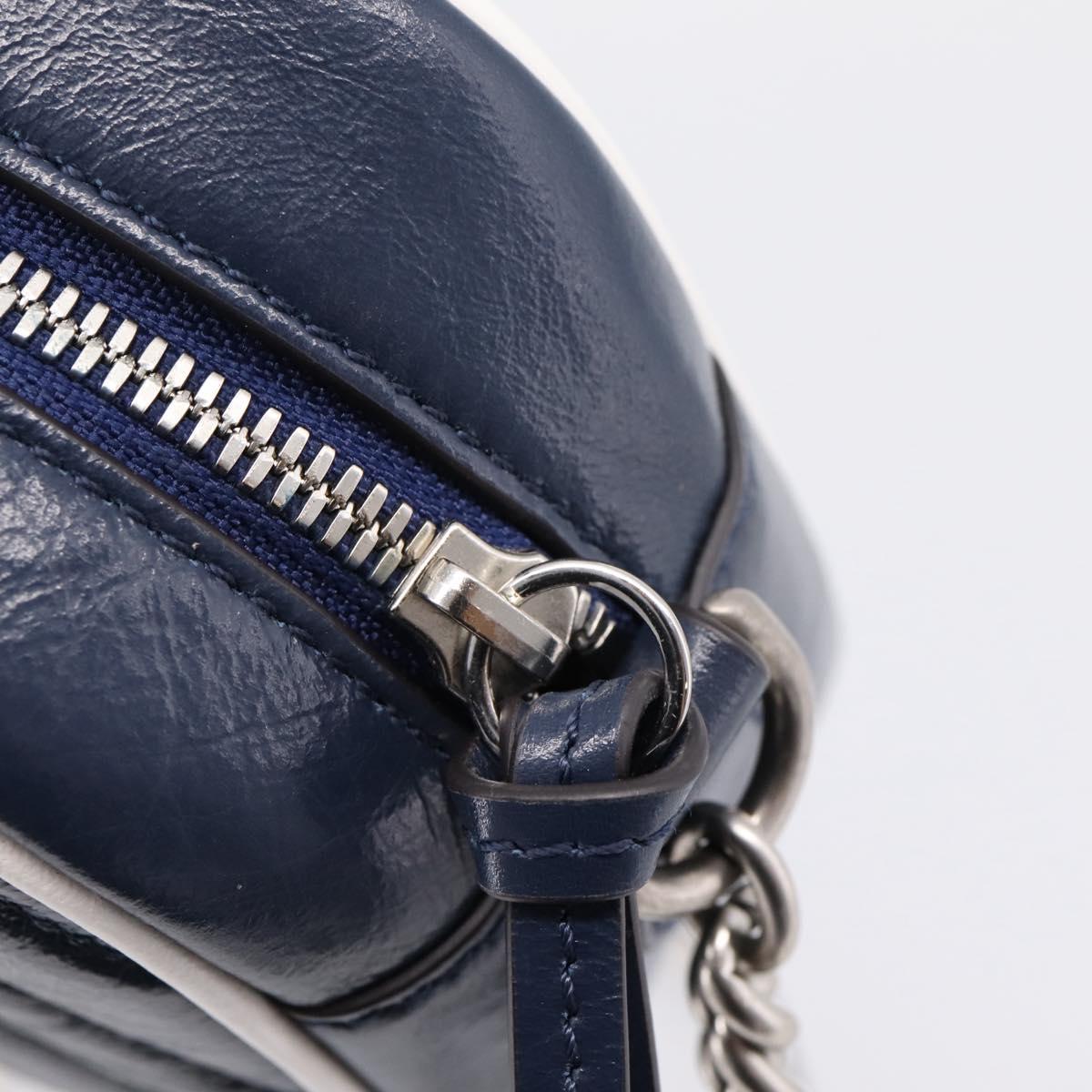 GUCCI GG Marmont Chain Shoulder Bag Leather Navy Silver 447632 Auth ep16656V