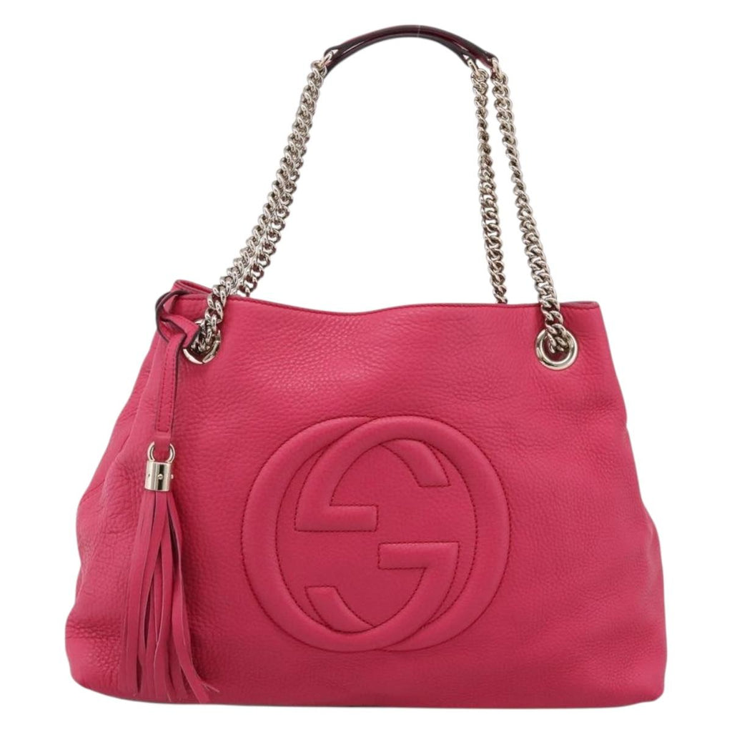 GUCCI Interlocking Soho Chain Tote Bag Leather Pink Gold 308982 Auth ep16700V
